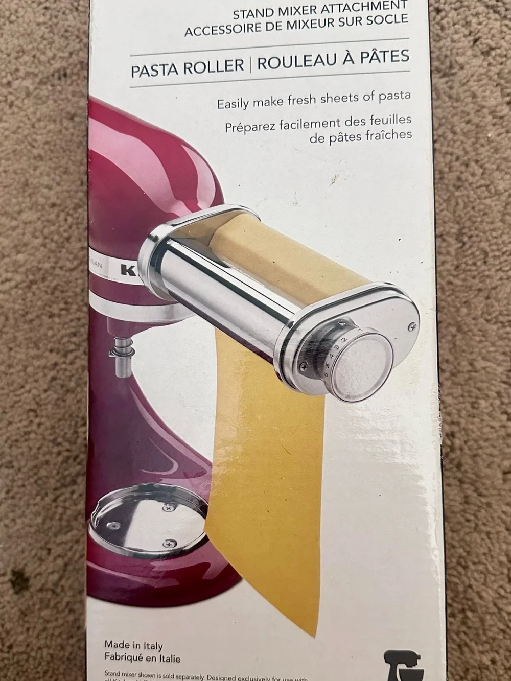 KitchenAid Pasta Roller Attachment - KSMPRA - Made In Italy - In Box